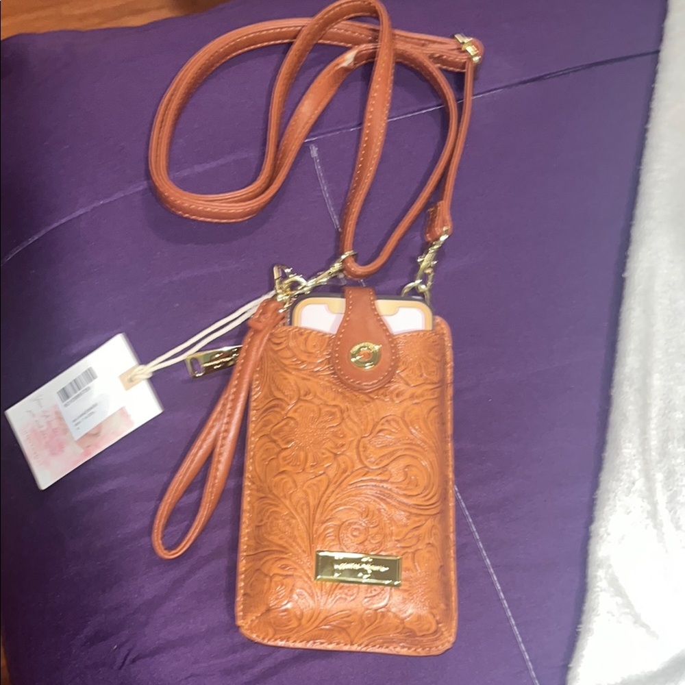 Brown Leather Crossbody Phone Bag